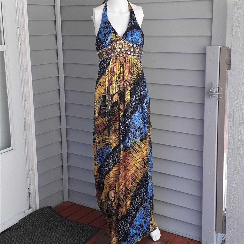 Mary L Couture Maxi Halter Dress